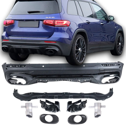 Diffusor & Auspuffblenden Chrom für Mercedes GLB X247 AMG Exterieur ab 07/2019
