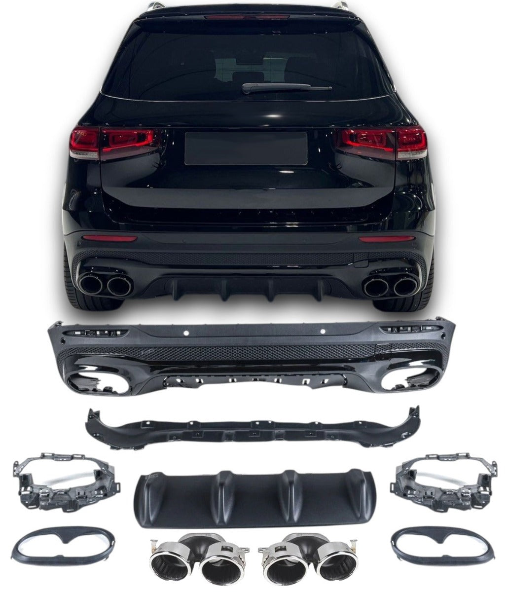 Diffusor + Auspuffblenden Chrom Mercedes GLB X247 AMG Exterieur ab 07/2019