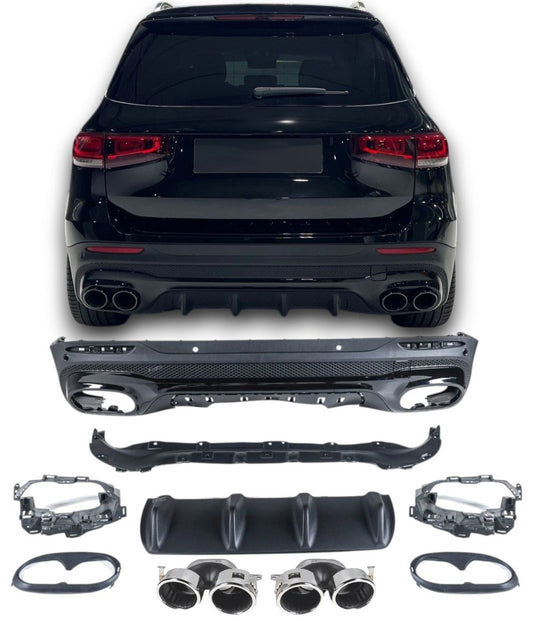 Diffusor + Auspuffblenden Chrom Mercedes GLB X247 AMG Exterieur ab 07/2019