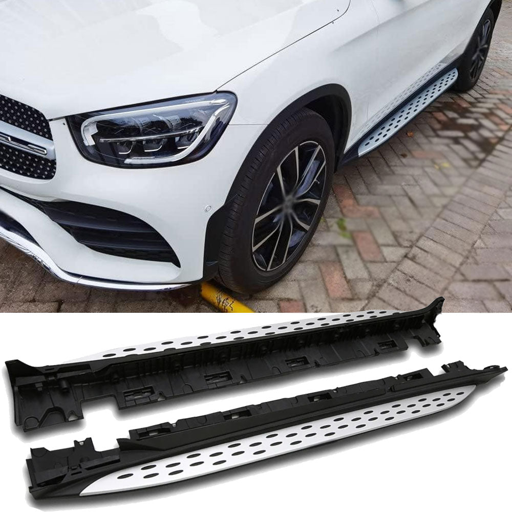 Alu Trittbretter Side Steps mit Anti-Rutsch Noppen für Mercedes GLC X253 C253 2015-2022