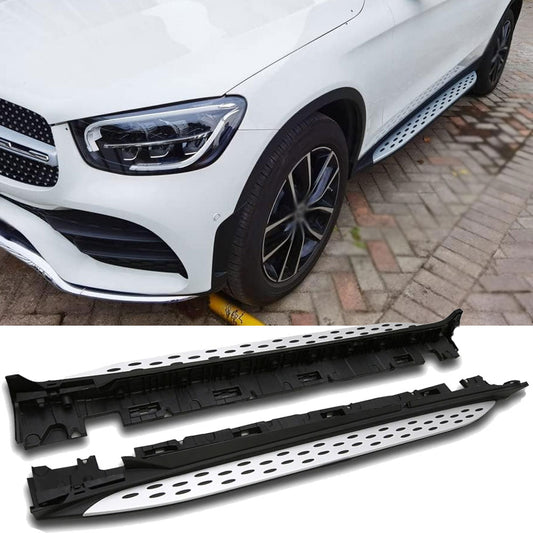 Alu Trittbretter Side Steps mit Anti-Rutsch Noppen für Mercedes GLC X253 C253 2015-2022