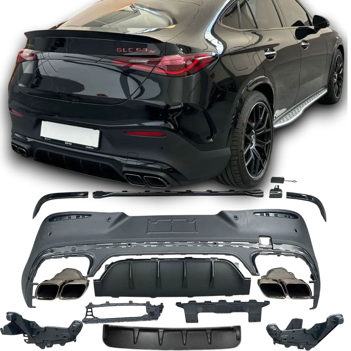 Diffusor + Auspuffblenden 2x2 Chrom für Mercedes C254 GLC-Klasse Coupé AMG Line ab 06/2022