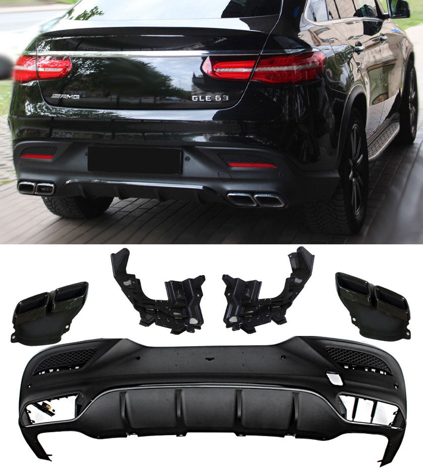 Diffusor mit Auspuffblenden 2x2 schwarz für Mercedes GLE Coupé C292 AMG Line 2015-2019