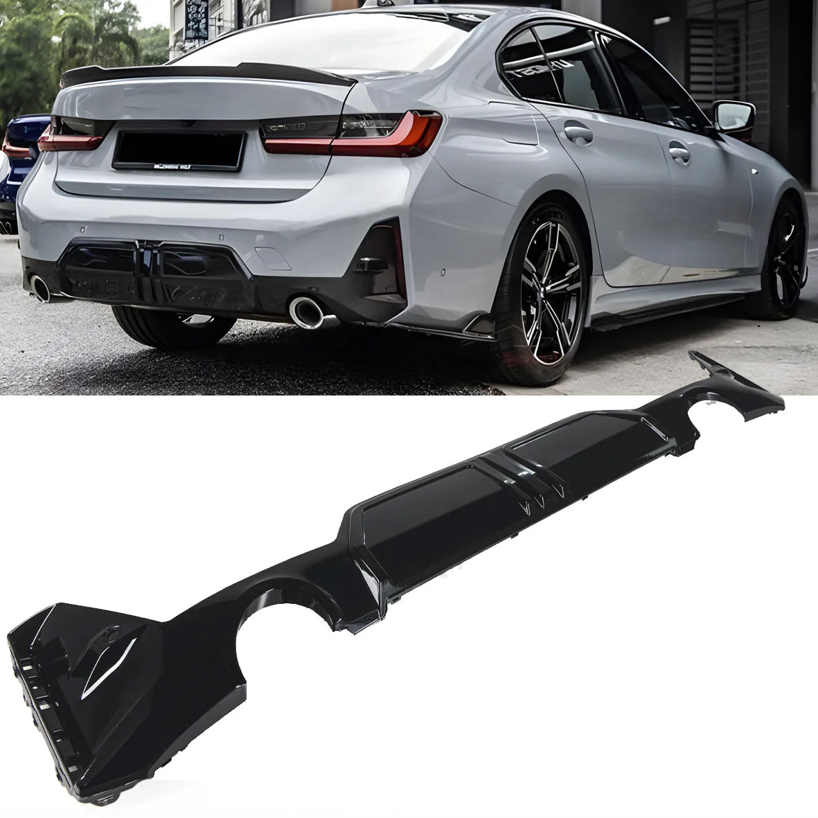 Diffusor hochglanz schwarz für BMW 3er G20/G21 M Sport (LCI ab 07/2022)