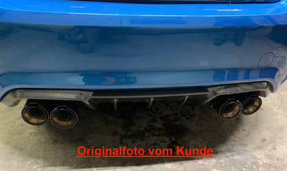 Carbon + Edelstahl Endrohrblenden Blau - BMW M2/M3/M4 F87 F80 F82 F83