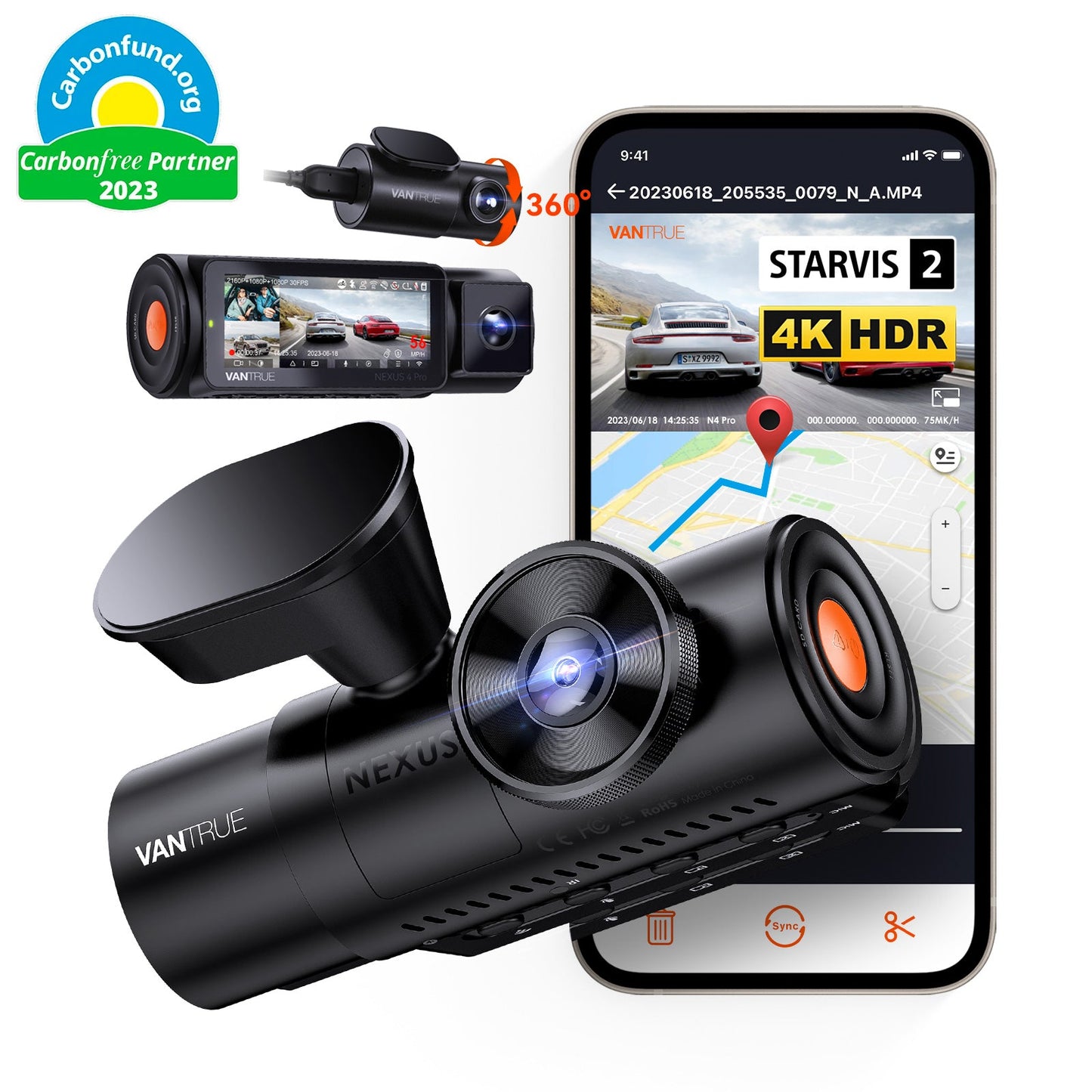 Vantrue Nexus 4 Pro 3-Kanal 4K Dashcam