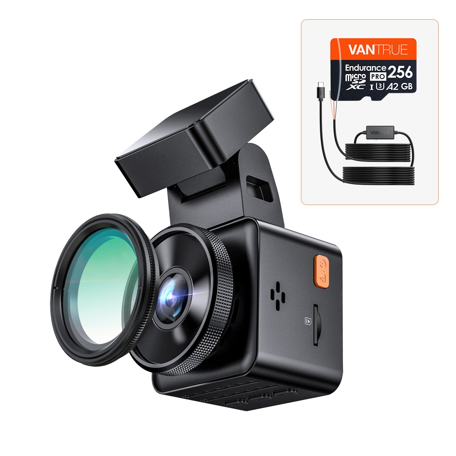 Vantrue E1 Pro Dash Cam Bundle mit VP03 Hardwire Kit und 256GB Karte