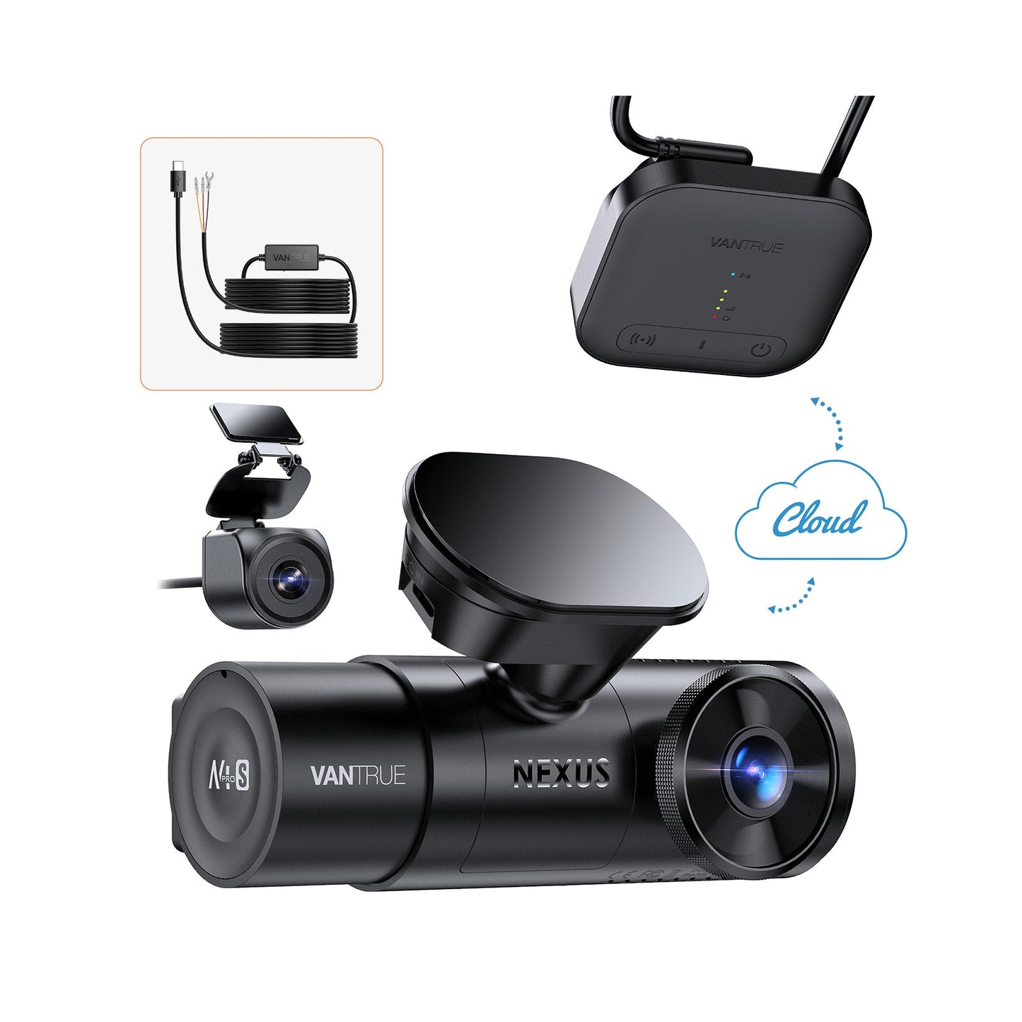 Vantrue N4 Pro S Dash Cam Bundle mit LTE Modul & Hardwire Kit