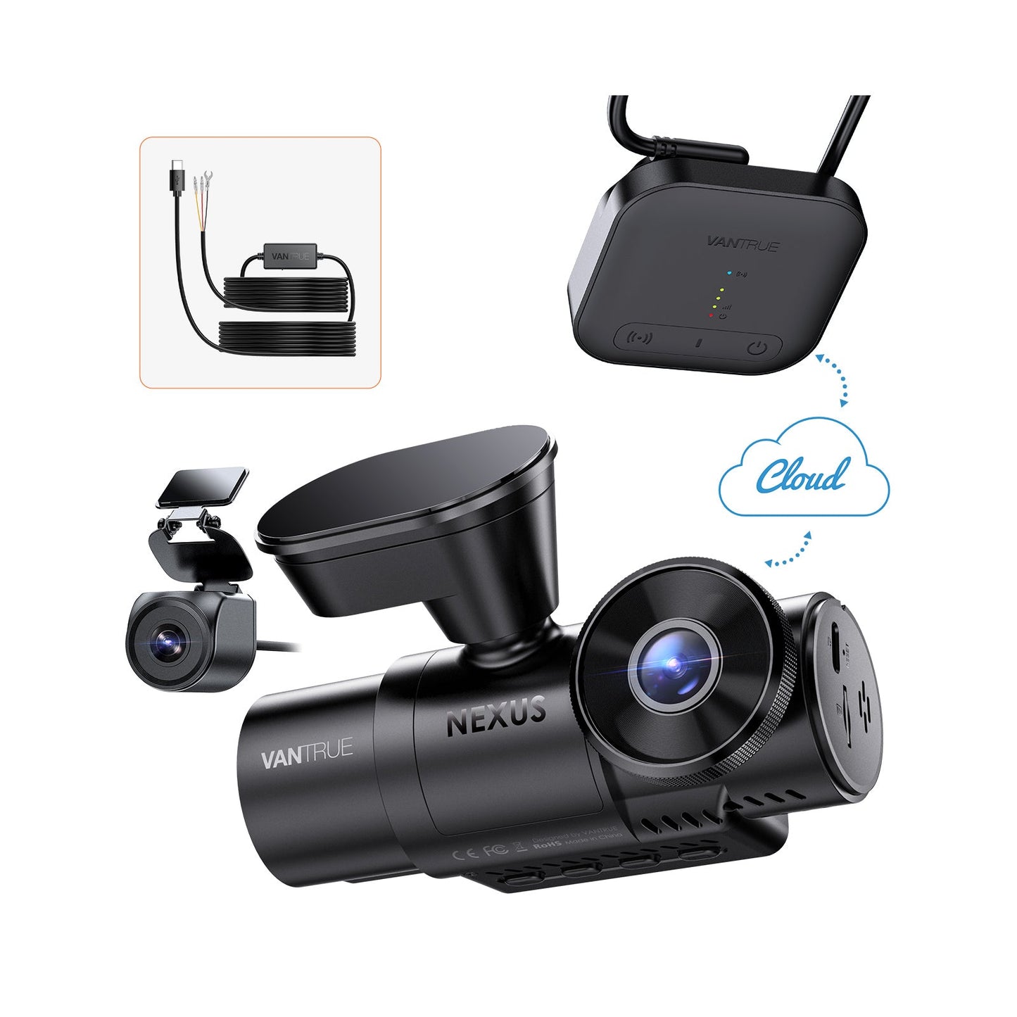 Vantrue N4S Dashcam Bundle mit LTE Box & Hardwire Kit