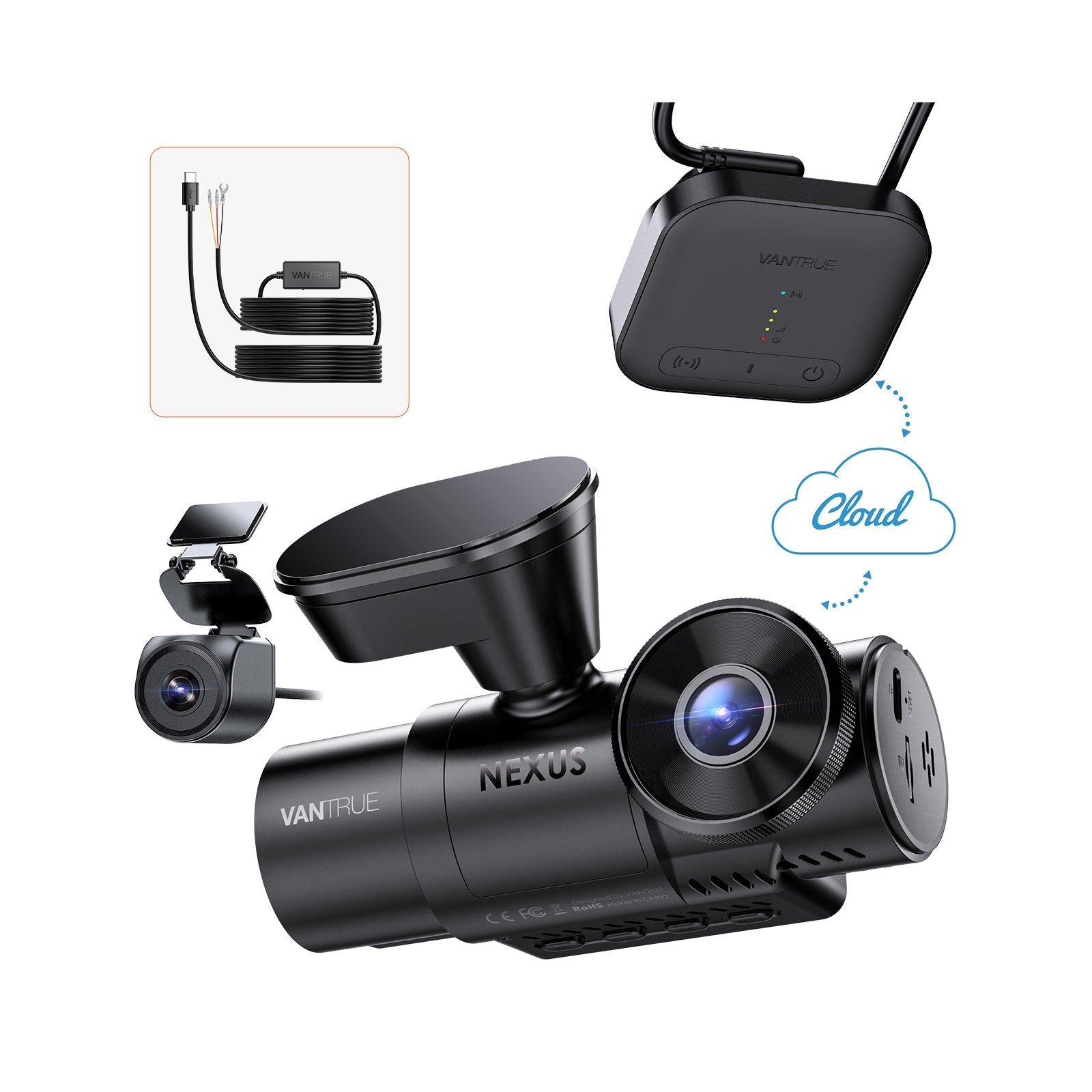 Vantrue N4S Dashcam Bundle mit LTE Box & Hardwire Kit
