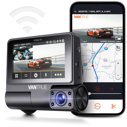 Vantrue OnDash S2 3CH 3-Channel WiFi Dashcam mit GPS