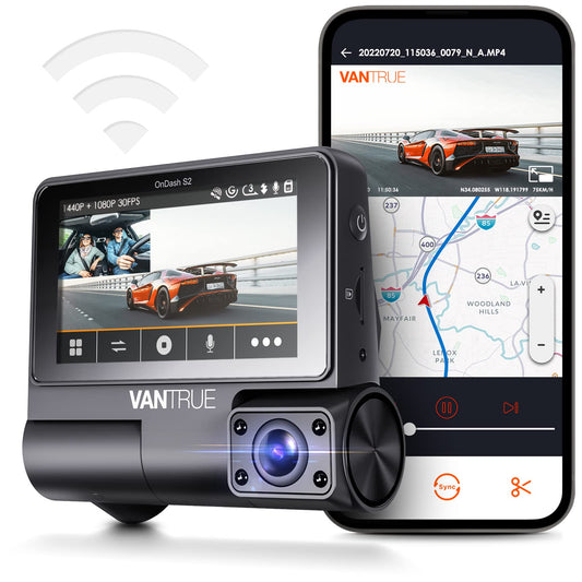 Vantrue OnDash S2 3CH 3-Channel WiFi Dashcam mit GPS