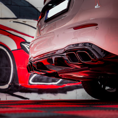 Diffusor mit Auspuffblenden schwarz für Mercedes E-Klasse W213 AMG-Line vor-Facelift