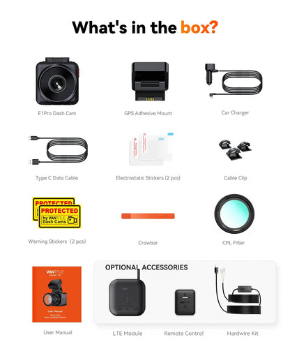 Vantrue E1 Pro 4K Dashcam