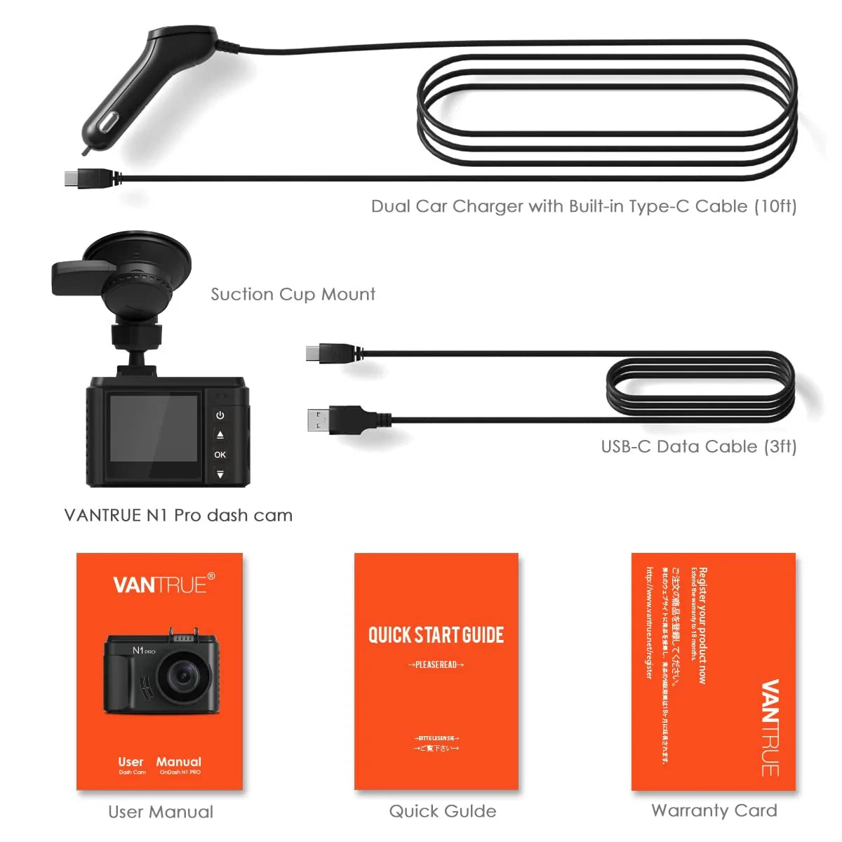 Vantrue N1 Pro Mini 1080P Full HD Dashcam 2023