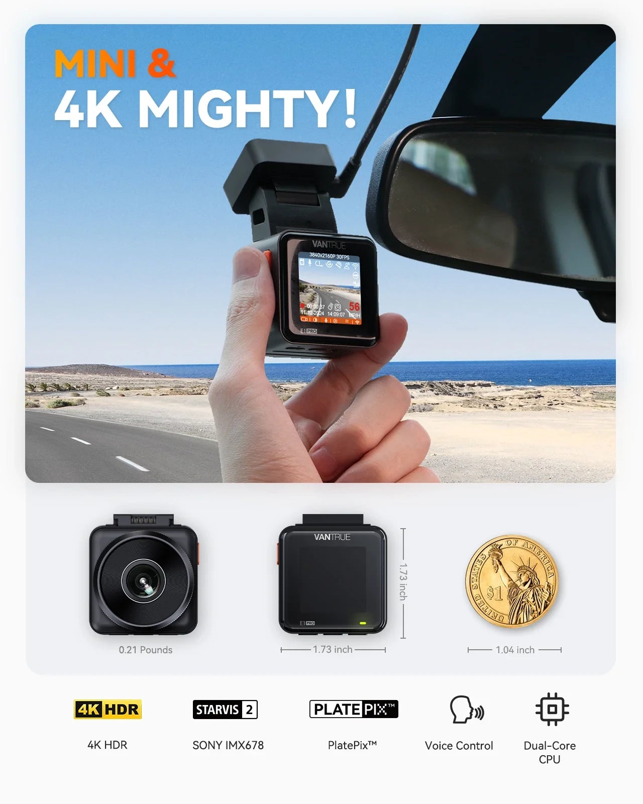 Vantrue E1 Pro 4K Dashcam