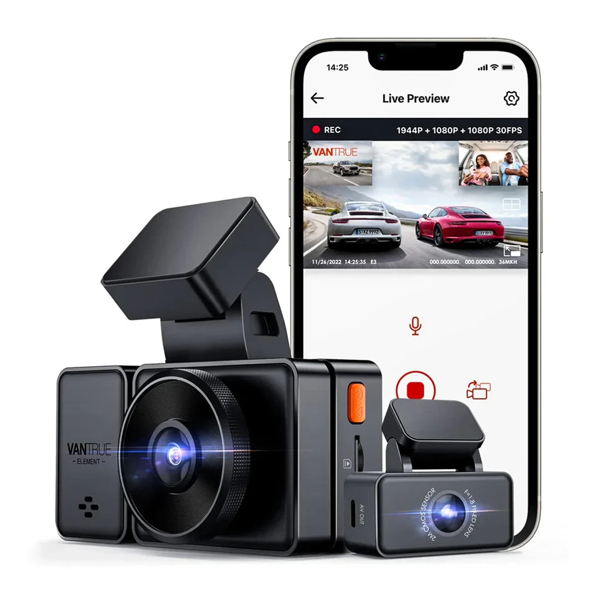 Vantrue E3 Dash Cam Bundle mit 256GB Karte