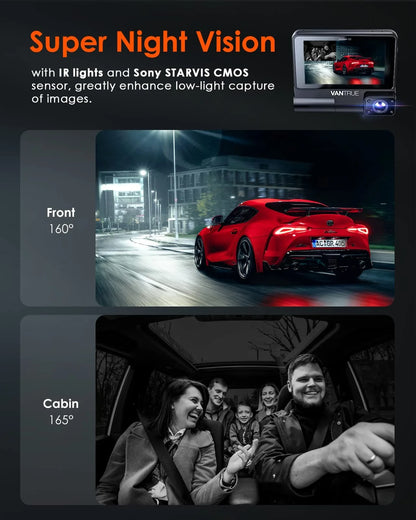 Vantrue OnDash S2 3CH 3-Channel WiFi Dashcam mit GPS