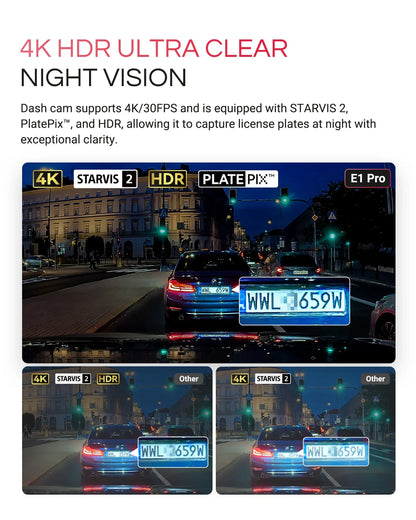 Vantrue E1 Pro Dash Cam Bundle mit VP03 Hardwire Kit und 256GB Karte