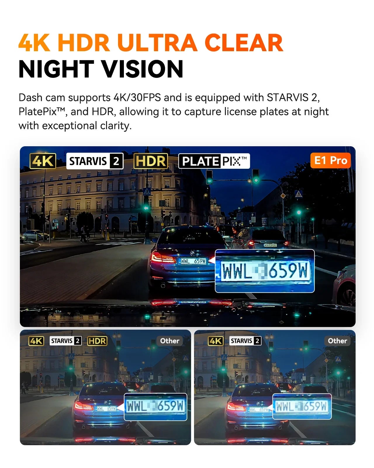 Vantrue E1 Pro 4K Dashcam