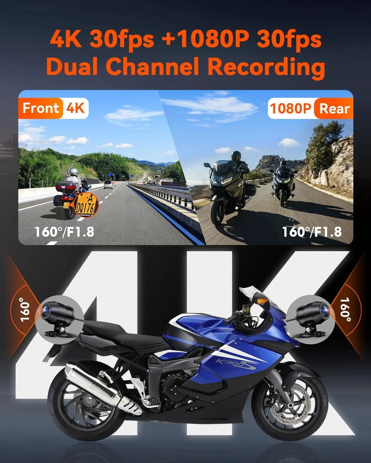 Vantrue F1 Motorrad Dashcam