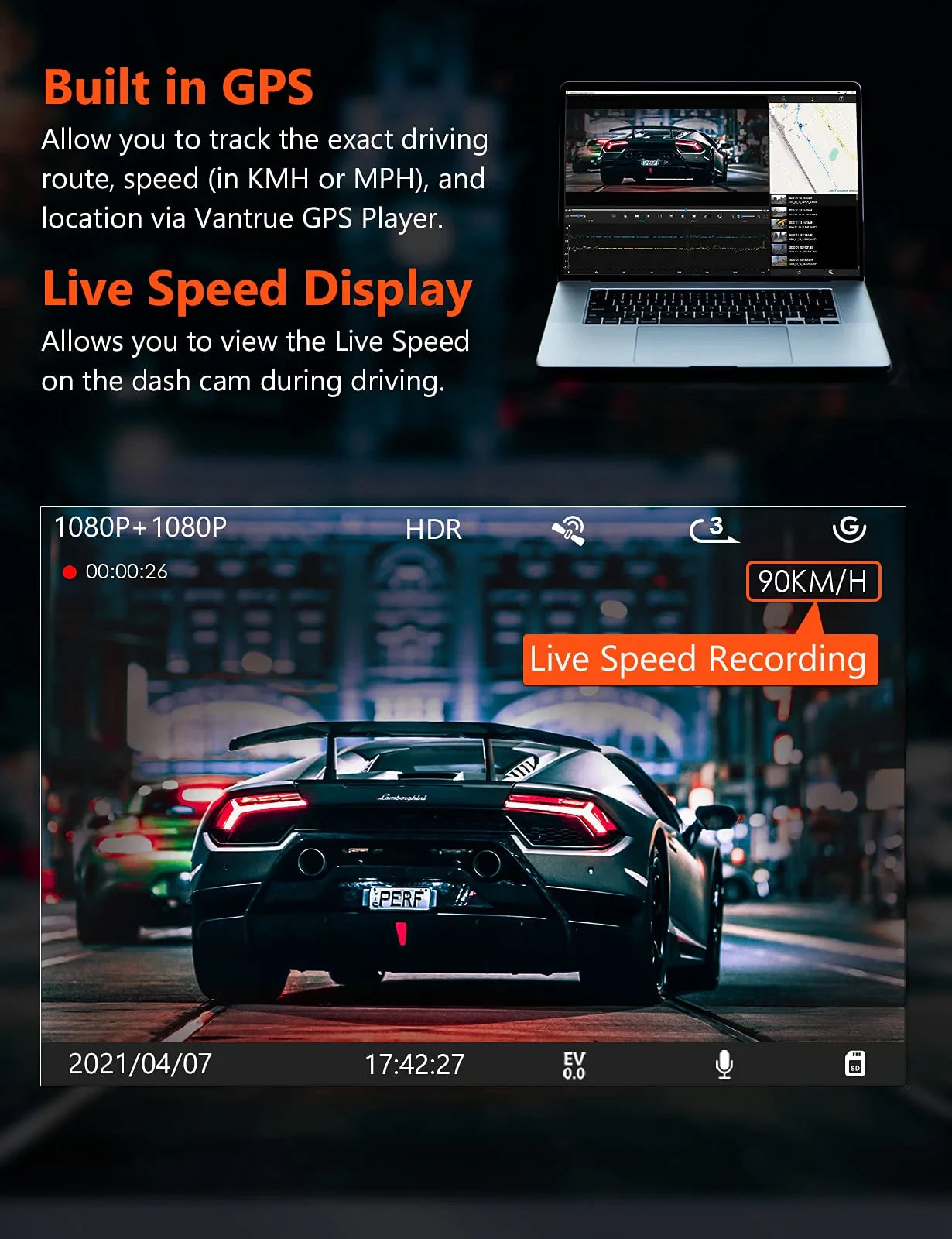 Vantrue OnDash S1 4K Radar Detection Parking Dashcam