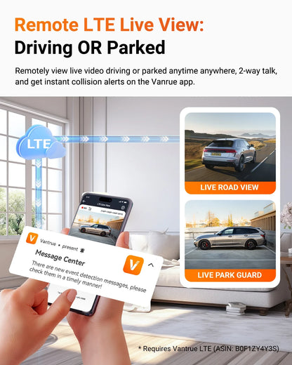 Vantrue N4 Pro S Dashcam Bundle mit VP03 Hardwire Kit, CPL, Remote Controller & 512GB Karte