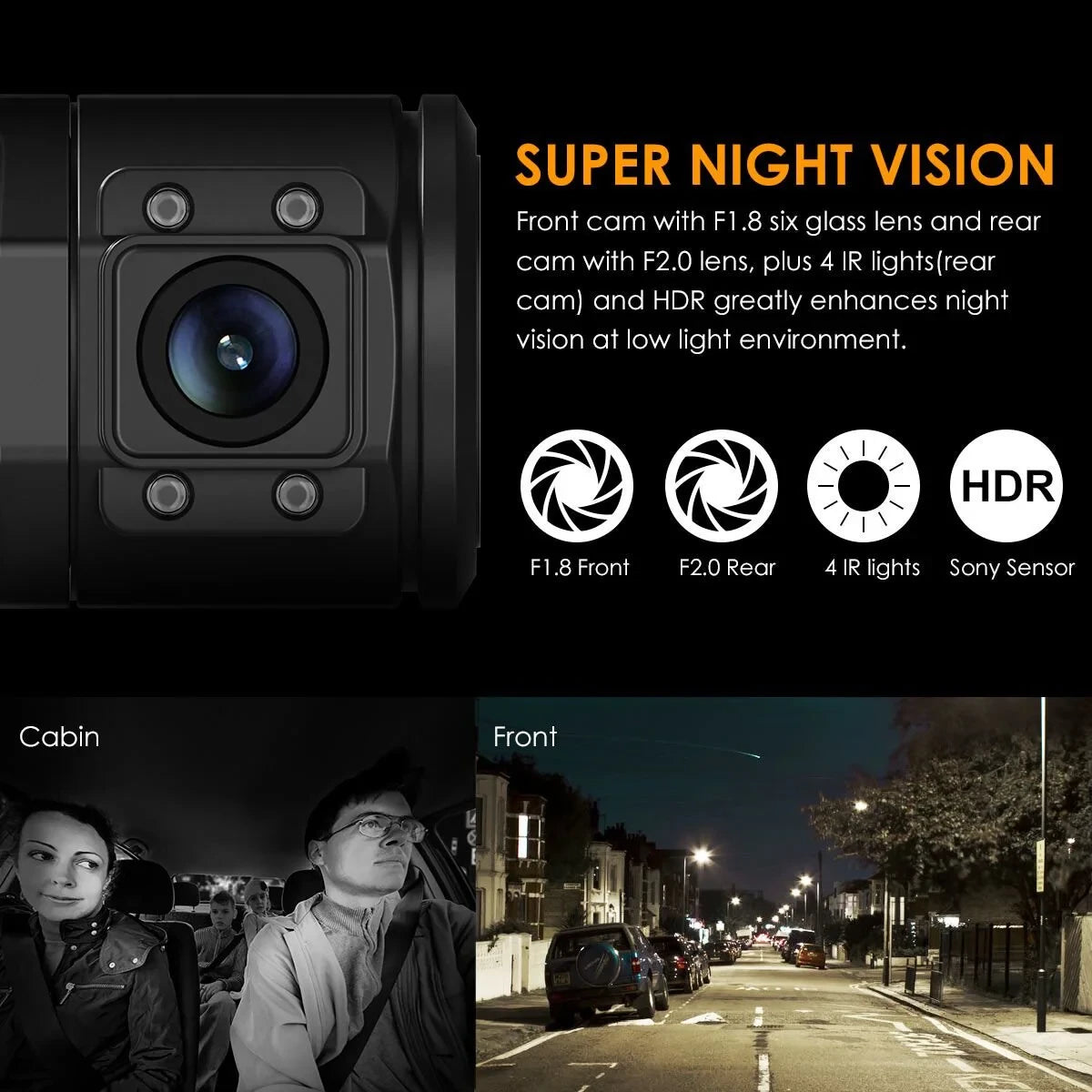 Vantrue OnDash N2 Pro Dual 1080P Dashcam