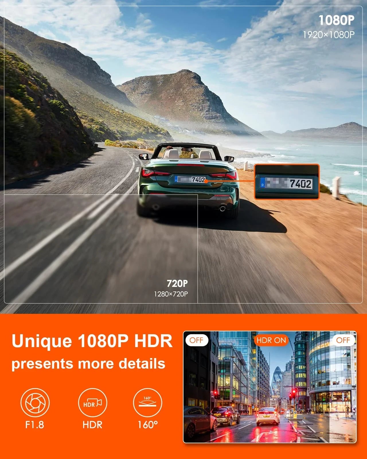 Vantrue Element 1 Lite Dashcam mit Full HD, GPS & WiFi