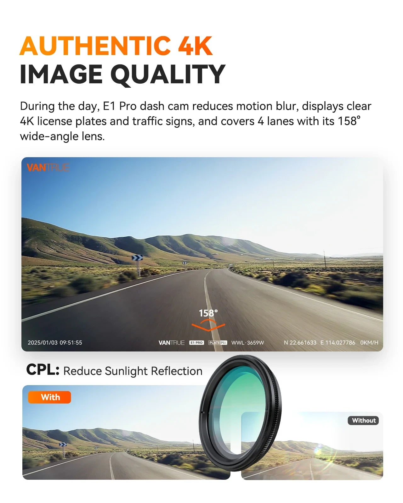 Vantrue Element 1 Pro 4K Dashcam