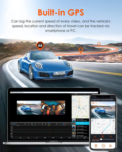 Vantrue OnDash S2 3CH 3-Channel WiFi Dashcam mit GPS