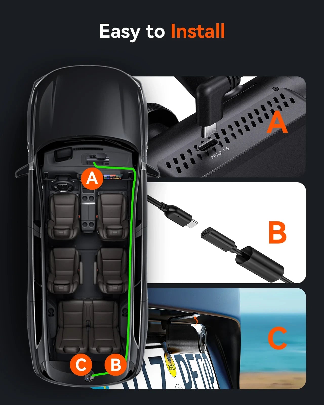 Vantrue wasserdichte Rückkamera für E3, N4 Pro & S1 Pro