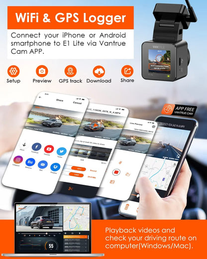 Vantrue Element 1 Lite Dashcam mit Full HD, GPS & WiFi