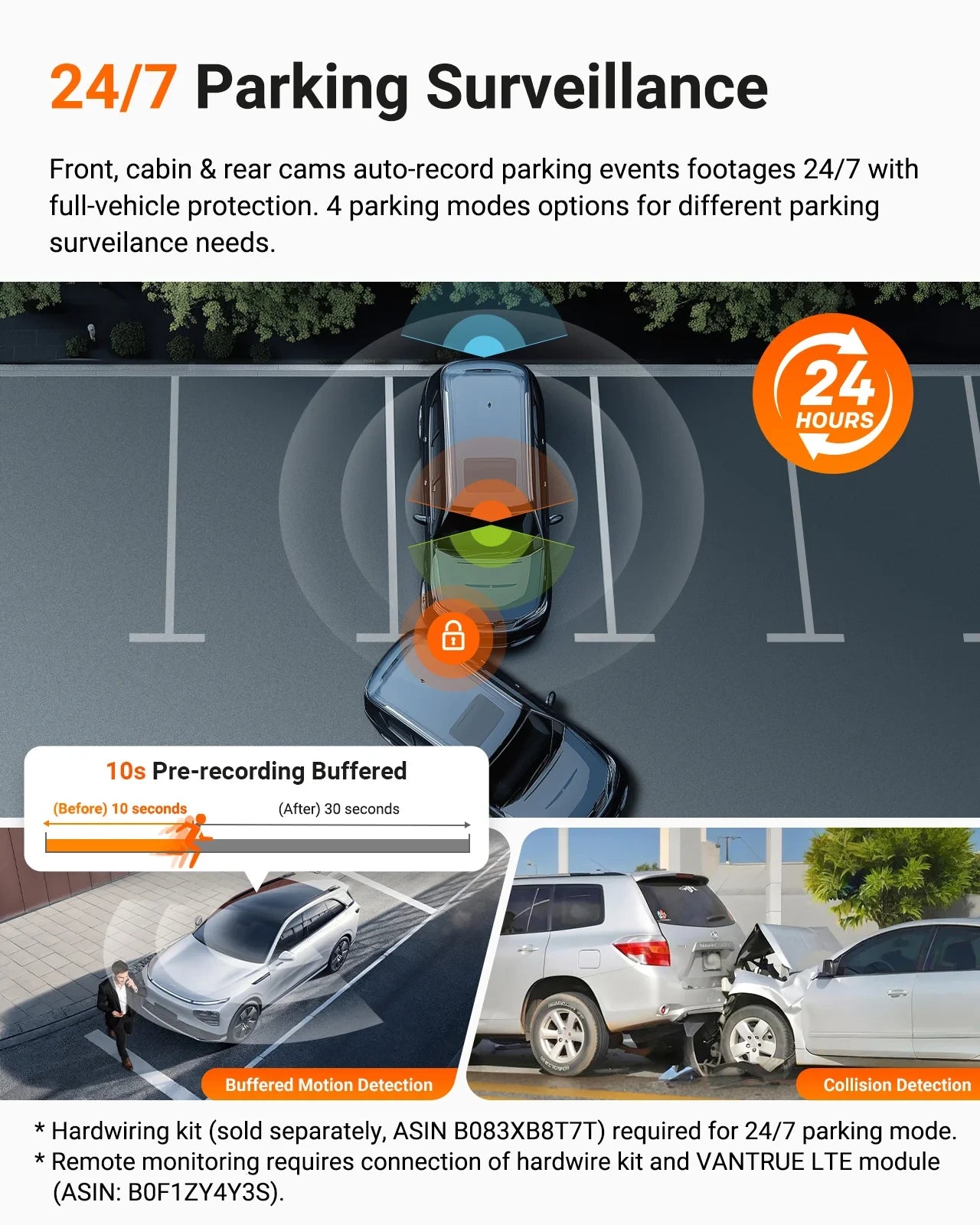 Vantrue N4 Pro Dashcam Bundle mit VP03 Hardwire Kit, CPL & 256GB Karte