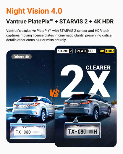Vantrue N4 Pro Dashcam Bundle mit VP03 Hardwire Kit, CPL & 256GB Karte