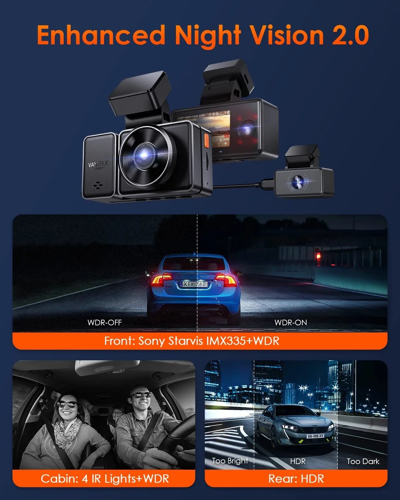 Vantrue E3 Dash Cam Bundle mit 256GB Karte